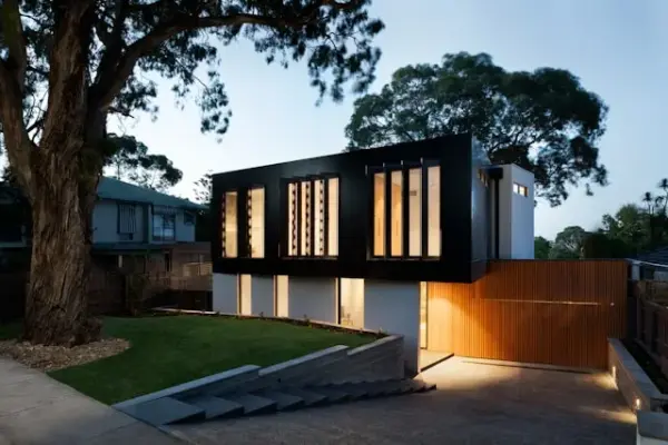 Modern house at dusk