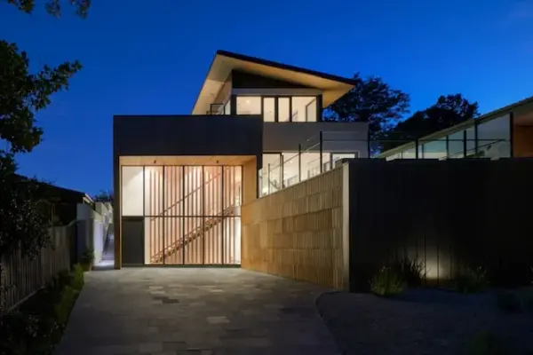 Modern house at night